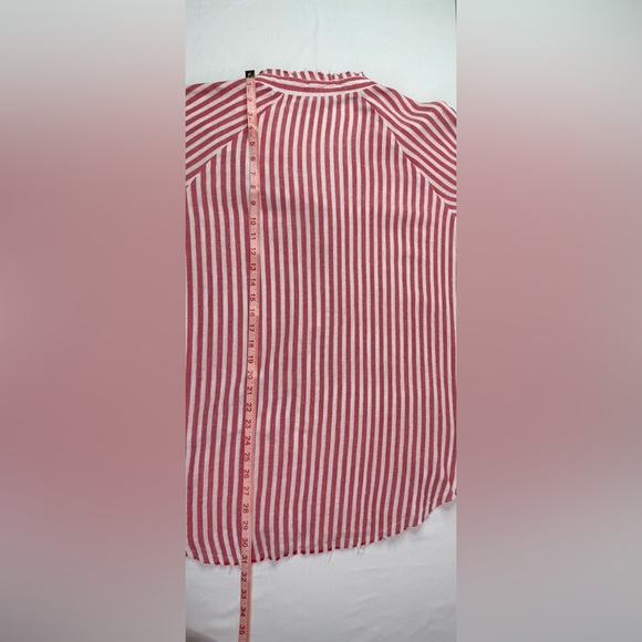 Cato Red and White Striped Button Down Shirt Button Front Size Large - Picture 10 of 10